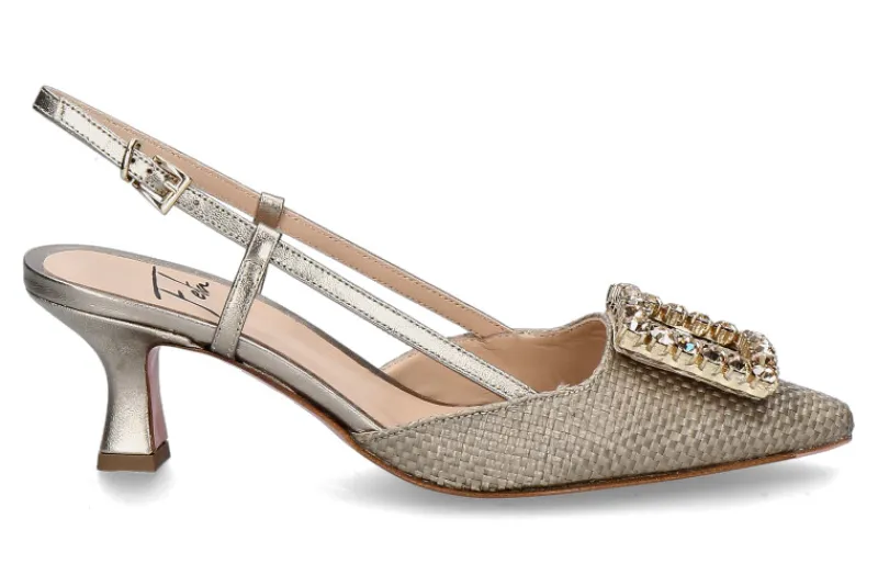 Damen Roberto Festa Slingpumps STEFI Raffia lino Luxor bronze
