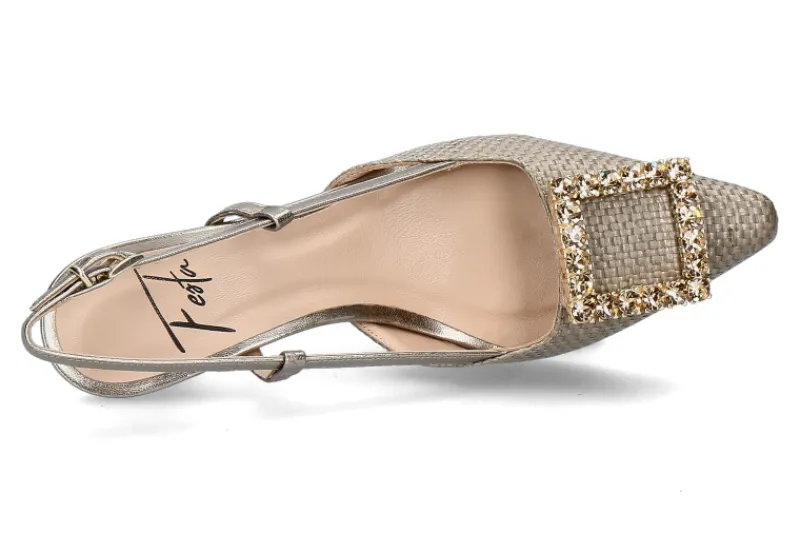 Damen Roberto Festa Slingpumps STEFI Raffia lino Luxor bronze