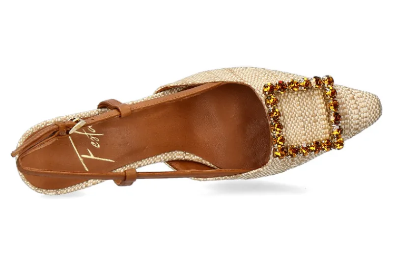 Damen Roberto Festa Slingpumps STEFI RAFFIA PAGLIA CUOIO