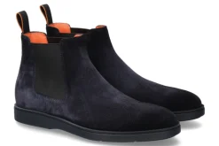 Herren Santoni Chelsea Boots VELOURS NAVY- dunkelblau