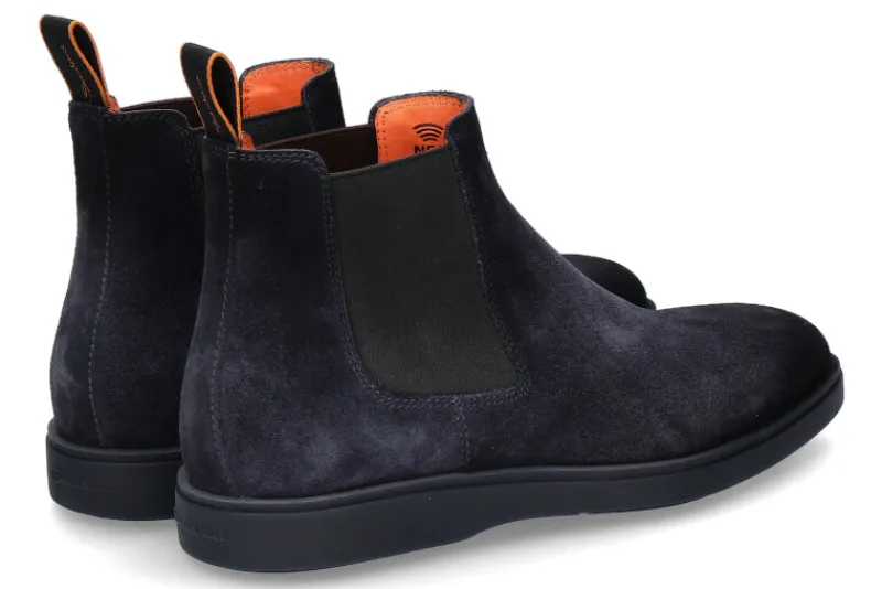 Herren Santoni Chelsea Boots VELOURS NAVY- dunkelblau