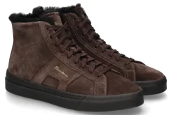 Herren Santoni Herren- High Top Sneaker gefüttert VELOUR- dark brown/dunkelbraun