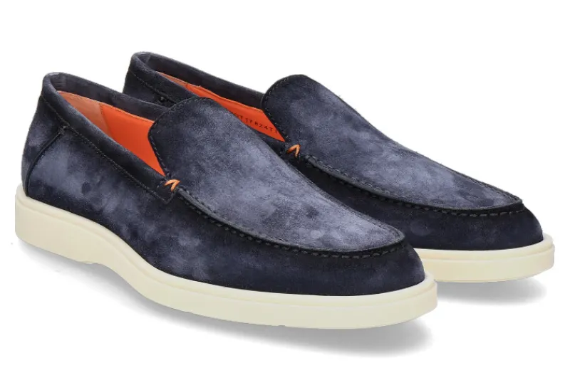 Herren Santoni Herren-Slipper DETROIT VELOURS- blau