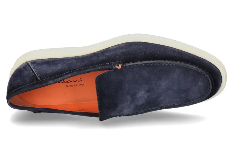 Herren Santoni Herren-Slipper DETROIT VELOURS- blau