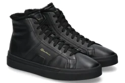 Herren Santoni Herren-Sneaker gefüttert DOUBLE BUCKLE NERO- schwarz