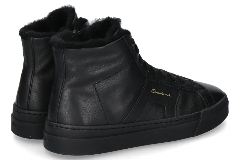 Herren Santoni Herren-Sneaker gefüttert DOUBLE BUCKLE NERO- schwarz