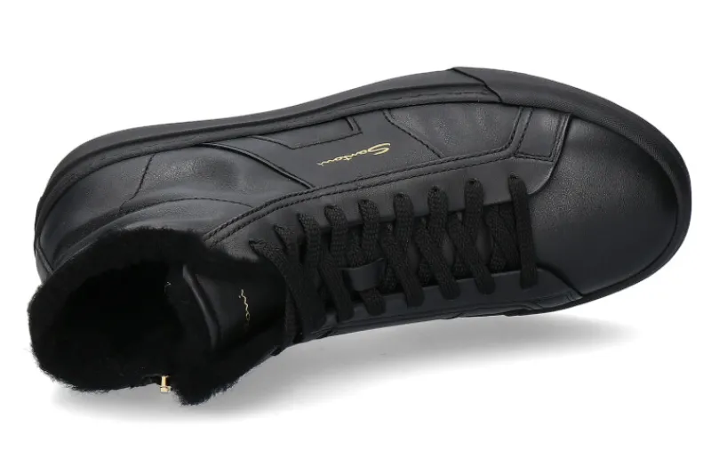 Herren Santoni Herren-Sneaker gefüttert DOUBLE BUCKLE NERO- schwarz