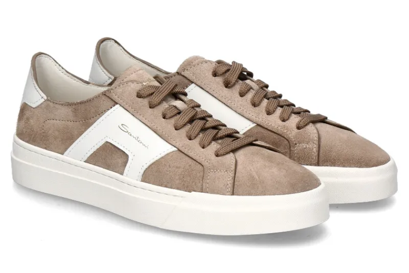 Herren Santoni Herren-Sneaker GLORIA DOULBLE BUCKLE- panna