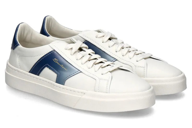 Herren Santoni Herren-Sneaker GLORIA DOUBLE BUCKLE- weiss/ blau