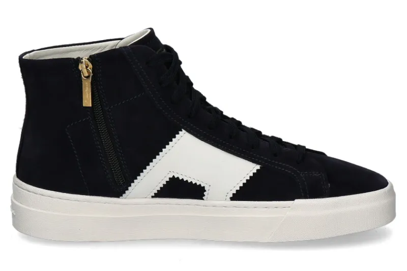 Herren Santoni Mid- Cut Sneaker DOUBLE BUCKLE BLUE/WHT- dunkelblau