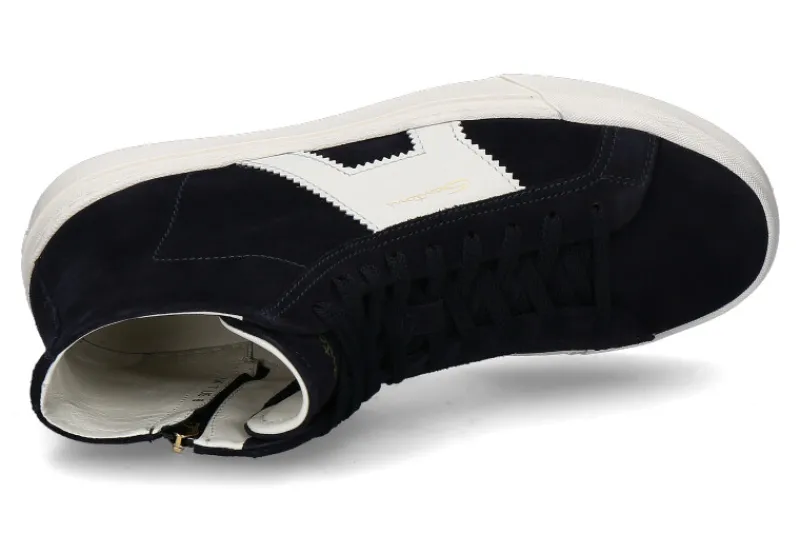 Herren Santoni Mid- Cut Sneaker DOUBLE BUCKLE BLUE/WHT- dunkelblau