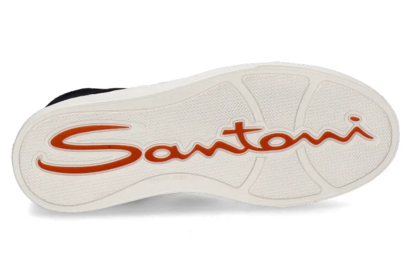 Herren Santoni Mid- Cut Sneaker DOUBLE BUCKLE BLUE/WHT- dunkelblau