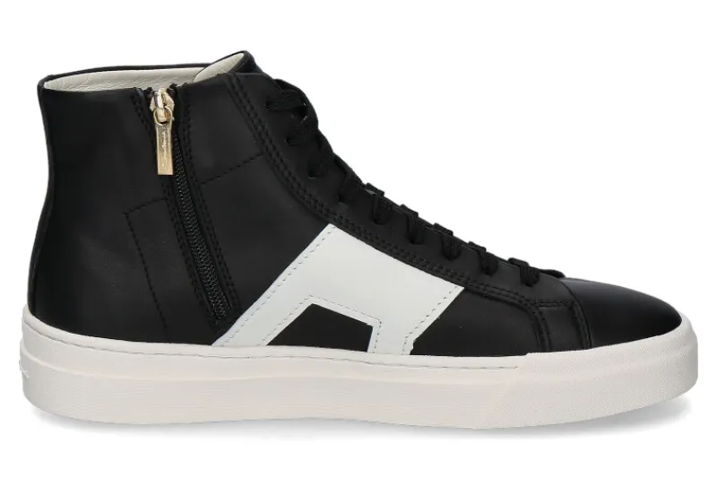 Herren Santoni Mid- Cut Sneaker DOUBLE BUCKLE BLACK WHT- schwarz