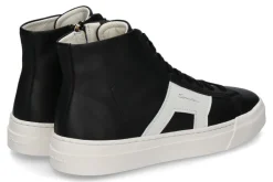 Herren Santoni Mid- Cut Sneaker DOUBLE BUCKLE BLACK WHT- schwarz