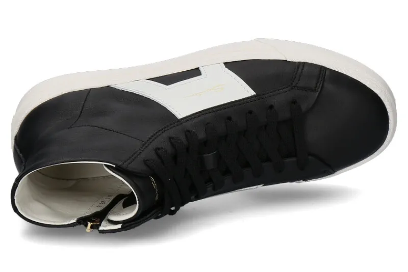 Herren Santoni Mid- Cut Sneaker DOUBLE BUCKLE BLACK WHT- schwarz