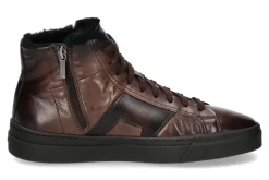 Herren Santoni Mid- Cut Sneaker gefüttert DOUBLE BUCKLE BROWN- dunkelbraun