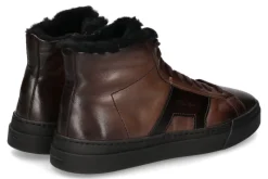 Herren Santoni Mid- Cut Sneaker gefüttert DOUBLE BUCKLE BROWN- dunkelbraun