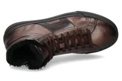 Herren Santoni Mid- Cut Sneaker gefüttert DOUBLE BUCKLE BROWN- dunkelbraun