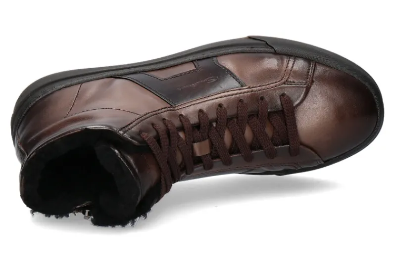 Herren Santoni Mid- Cut Sneaker gefüttert DOUBLE BUCKLE BROWN- dunkelbraun