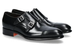 Herren Santoni Monk LEATHER BLACK