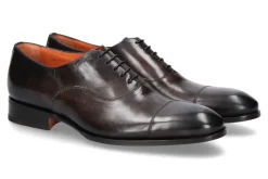 Herren Santoni Schnürer LEATHER DARK BROWN
