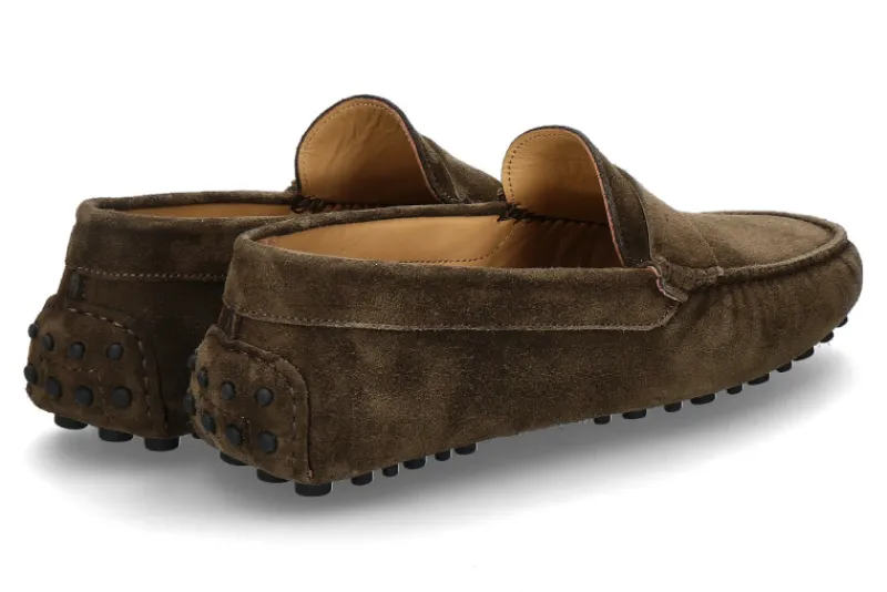 Herren ScarpaRossa Herren- Mokassin VELOUR- taupe/dunkelgrün