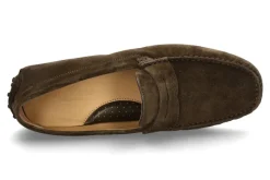 Herren ScarpaRossa Herren- Mokassin VELOUR- taupe/dunkelgrün