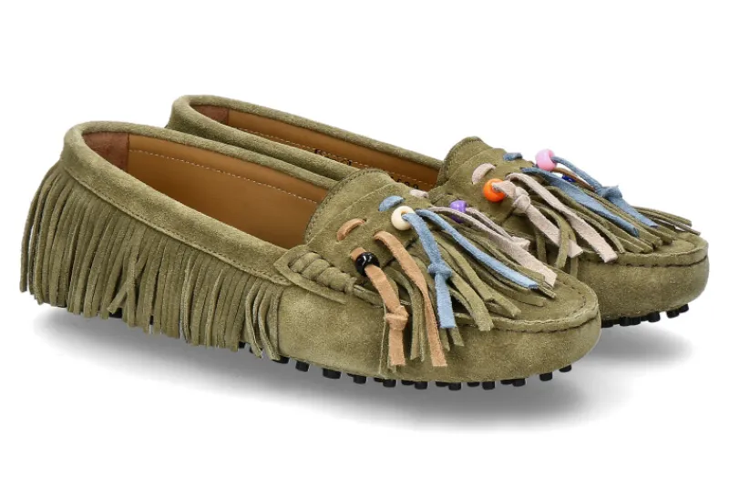 Damen ScarpaRossa Mokassin 3599 VELOUR- cypress/grün