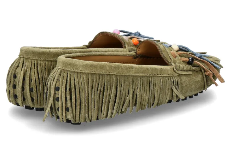 Damen ScarpaRossa Mokassin 3599 VELOUR- cypress/grün