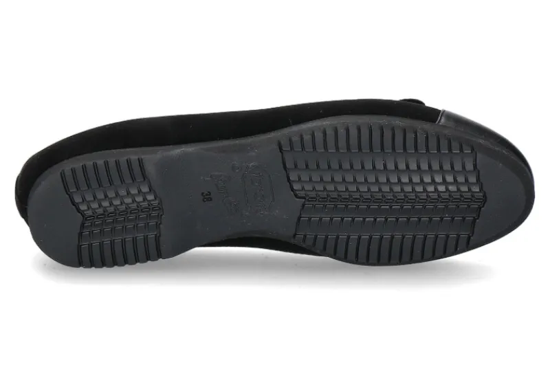 Damen Unützer Ballerina gefüttert CAMOSCIO NERO NAPPA NERA