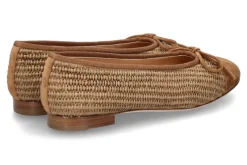 Damen Unützer Ballerina Raffia Velour leichtes beige