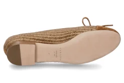 Damen Unützer Ballerina Raffia Velour leichtes beige
