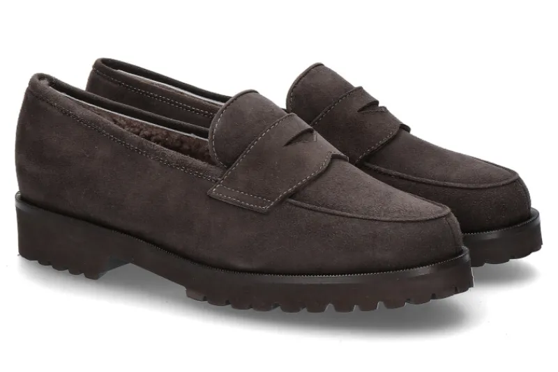 Damen Unützer Mokassin gefüttert VELOURS AFRICA DARK TAUPE
