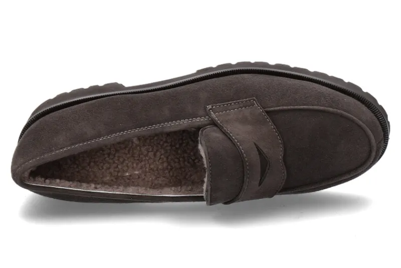 Damen Unützer Mokassin gefüttert VELOURS AFRICA DARK TAUPE
