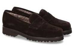 Damen Unützer Mokassin gefüttert VELOUR MORO- braun