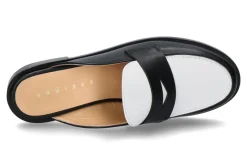 Damen Unützer Mules Vitello schwarz weiss