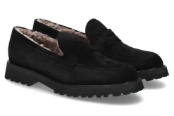 Damen Unützer Slipper gefüttert CAMOSCIO NERO AGNELLO NUTRIA