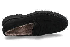 Damen Unützer Slipper gefüttert CAMOSCIO NERO AGNELLO NUTRIA