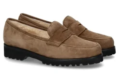 Damen Unützer Slipper gefüttert CAMOSCIO TAUPE BEIGE