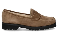 Damen Unützer Slipper gefüttert CAMOSCIO TAUPE BEIGE