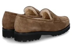 Damen Unützer Slipper gefüttert CAMOSCIO TAUPE BEIGE