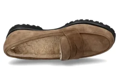 Damen Unützer Slipper gefüttert CAMOSCIO TAUPE BEIGE