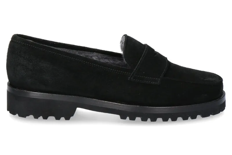 Damen Unützer Slipper gefüttert VELOUR NERO