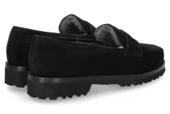 Damen Unützer Slipper gefüttert VELOUR NERO