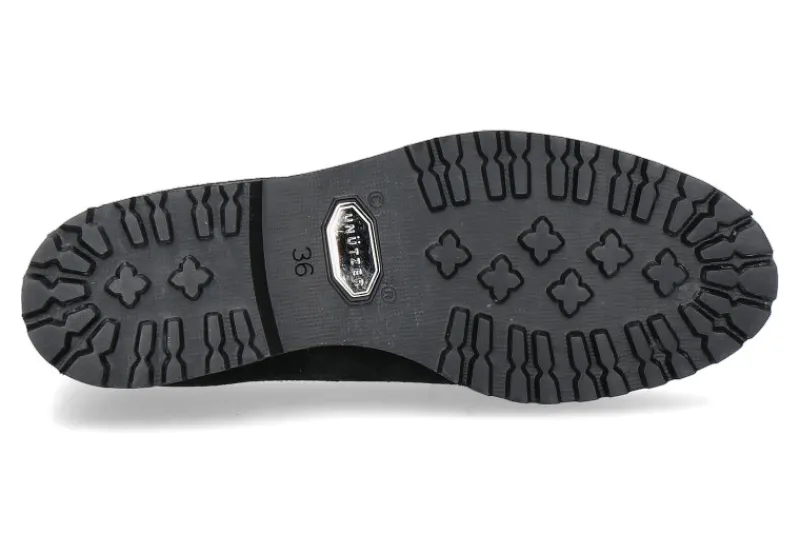 Damen Unützer Slipper gefüttert VELOUR NERO