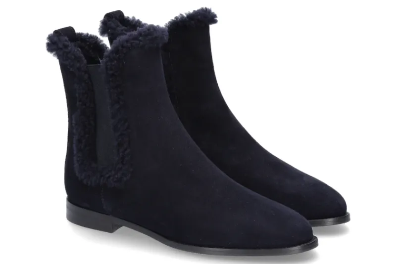 Damen Unützer Stiefelette warmgefüttert CAMOSCIO NAVY AGNELLO NAVY