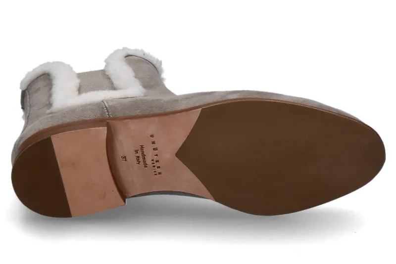 Damen Unützer Stiefelette warmgefüttert CAMOSCIO ELEPHANTE AGNELLO LATTE