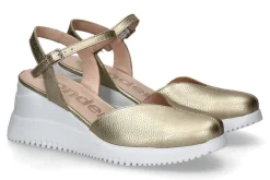 Damen Wonders Sandalette MIAMI Glattleder gold