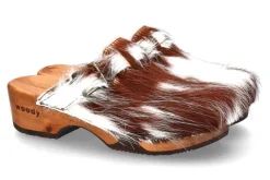 Damen woody Holzclogs MANU FELL WEISS BRAUN