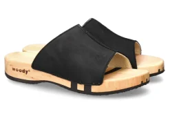 Damen woody Holzpantolette ANJA NAPPA NERO